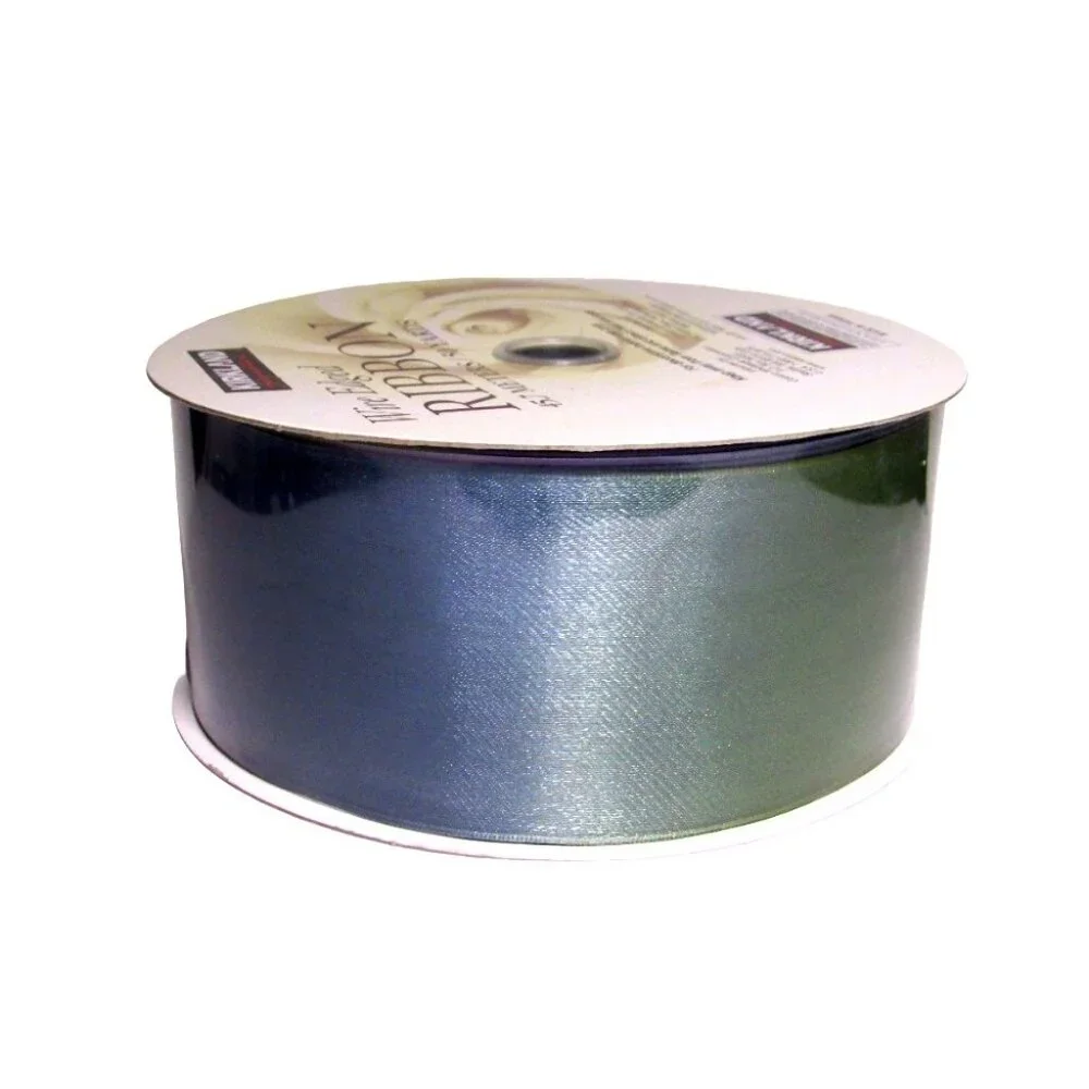 Wire Edged Ribbon Iridescent Green Blue Christmas 2.5